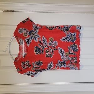 LOFT Vintage Soft Red Floral Tee - Size M